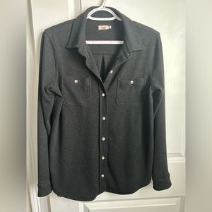 Faherty Legend Sweater Shirt Womens small Heather Black Twill Flannel Overshirt